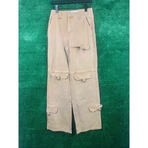 Fashion Nova Jeans Women's Size 5 Brown Baggy Wide Leg Cargo Pants - RN 149052